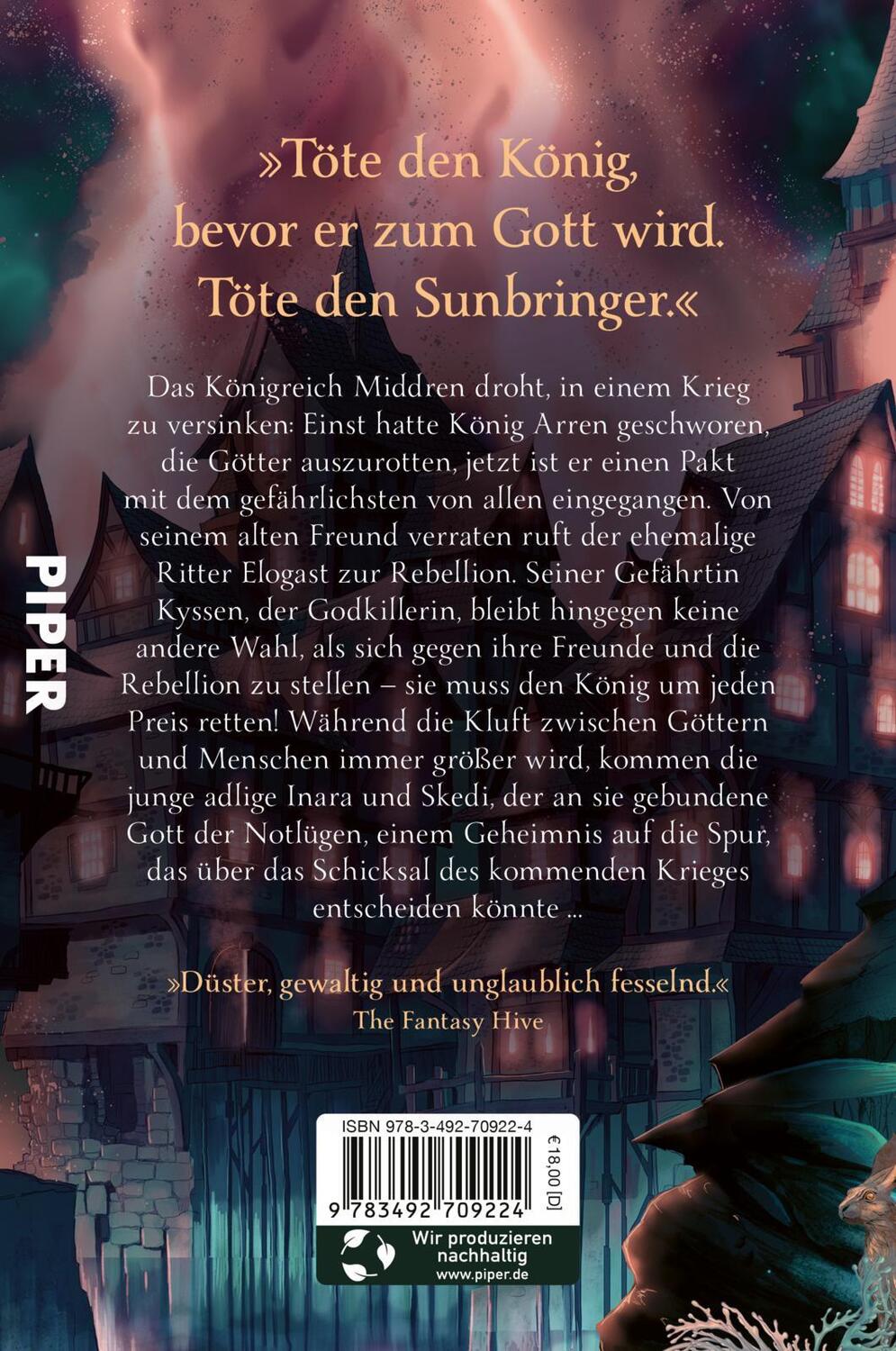 Rückseite: 9783492709224 | Sunbringer | Hannah Kaner | Taschenbuch | Godkiller-Trilogie | 496 S.