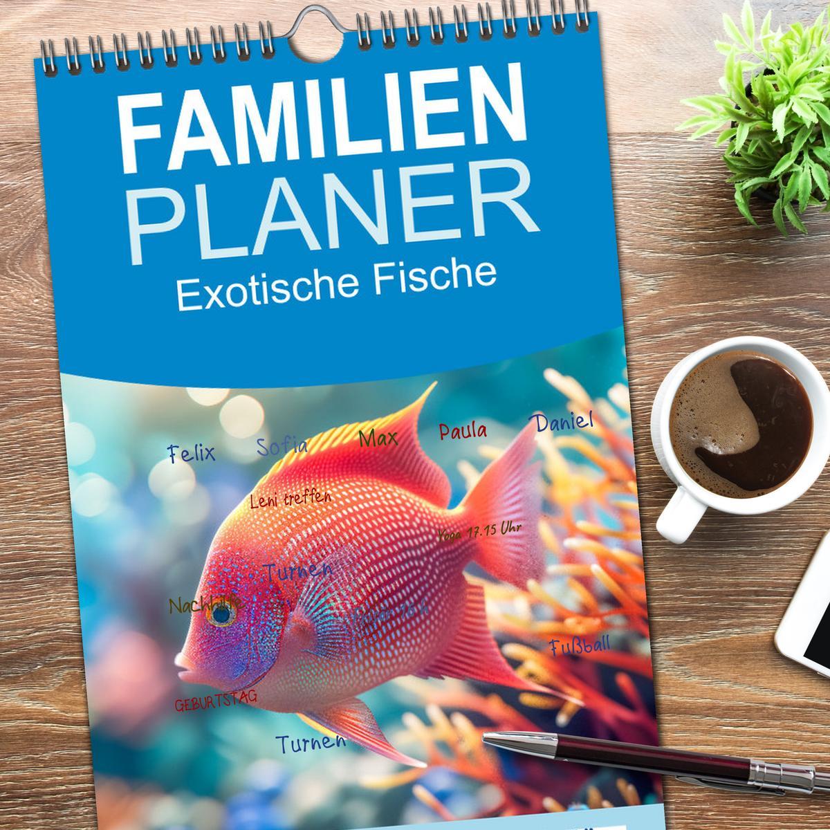 Bild: 9783457191538 | Familienplaner 2025 - Exotische Fische mit 5 Spalten (Wandkalender,...