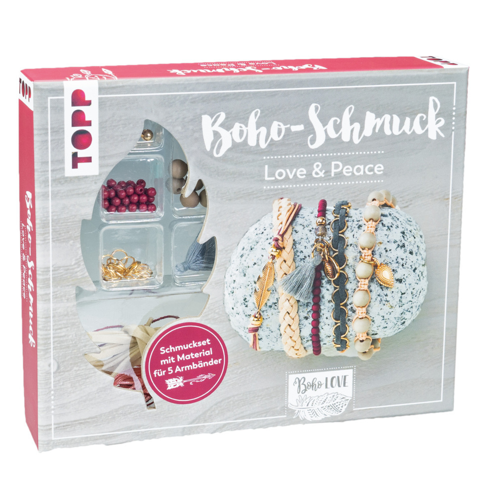 Cover: 4007742180935 | Boho-Schmuckset Love &amp; Peace (Dunkelrot/Grau) | Elke Eder | Stück