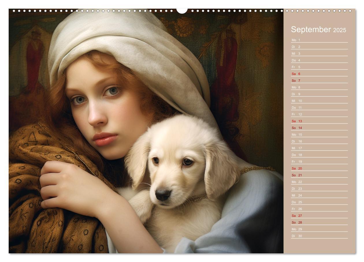 Bild: 9783435013876 | Dame mit Hund (Wandkalender 2025 DIN A2 quer), CALVENDO Monatskalender