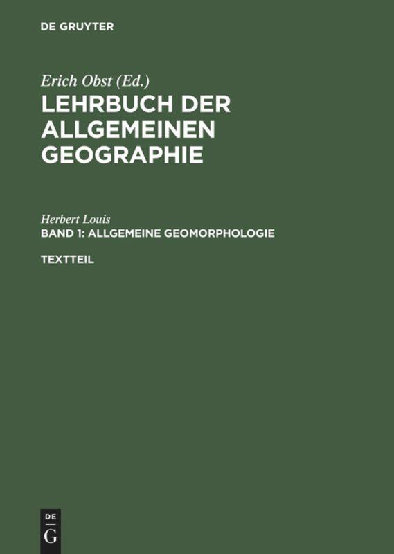 Cover: 9783110071030 | Allgemeine Geomorphologie | Textteil und gesonderter Bilderteil | Buch