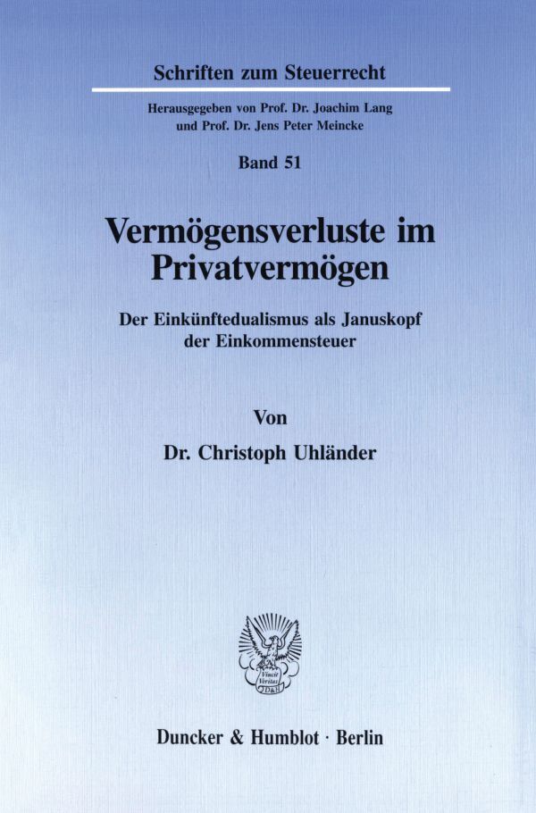 Cover: 9783428085613 | Vermögensverluste im Privatvermögen. | Christoph Uhländer | Buch