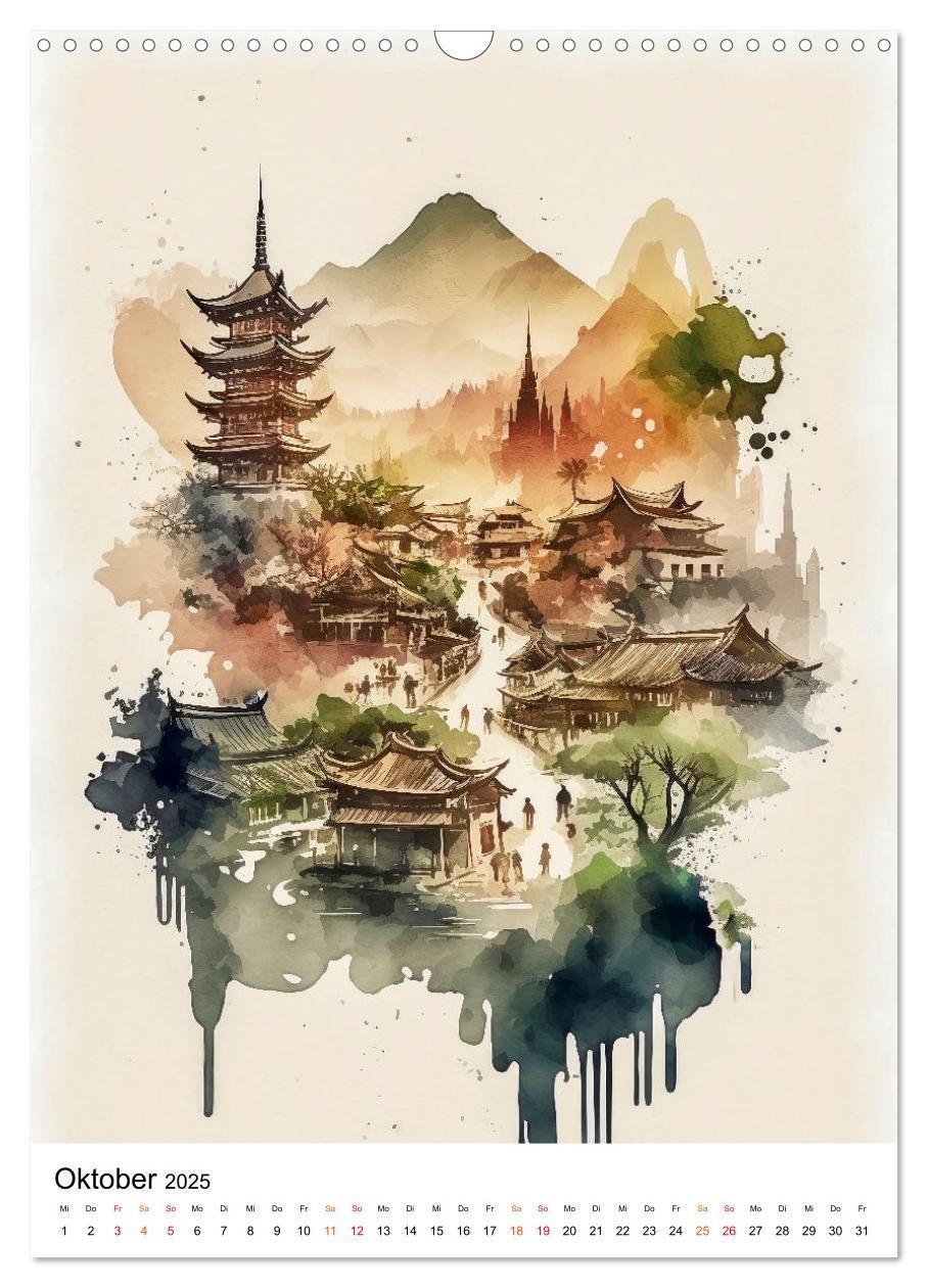 Bild: 9783435879748 | China - Aquarellmalerei (Wandkalender 2025 DIN A3 hoch), CALVENDO...