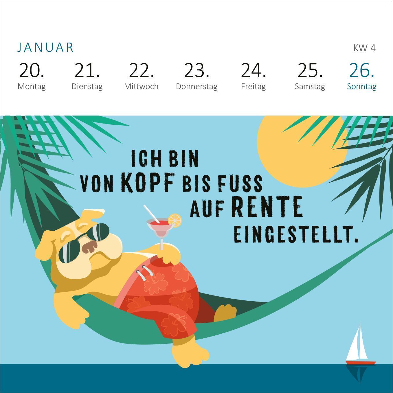 Bild: 4014489133155 | Mini-Wochenkalender Tschüss Arbeit, hallo Ruhestand! 2025 | Kalender