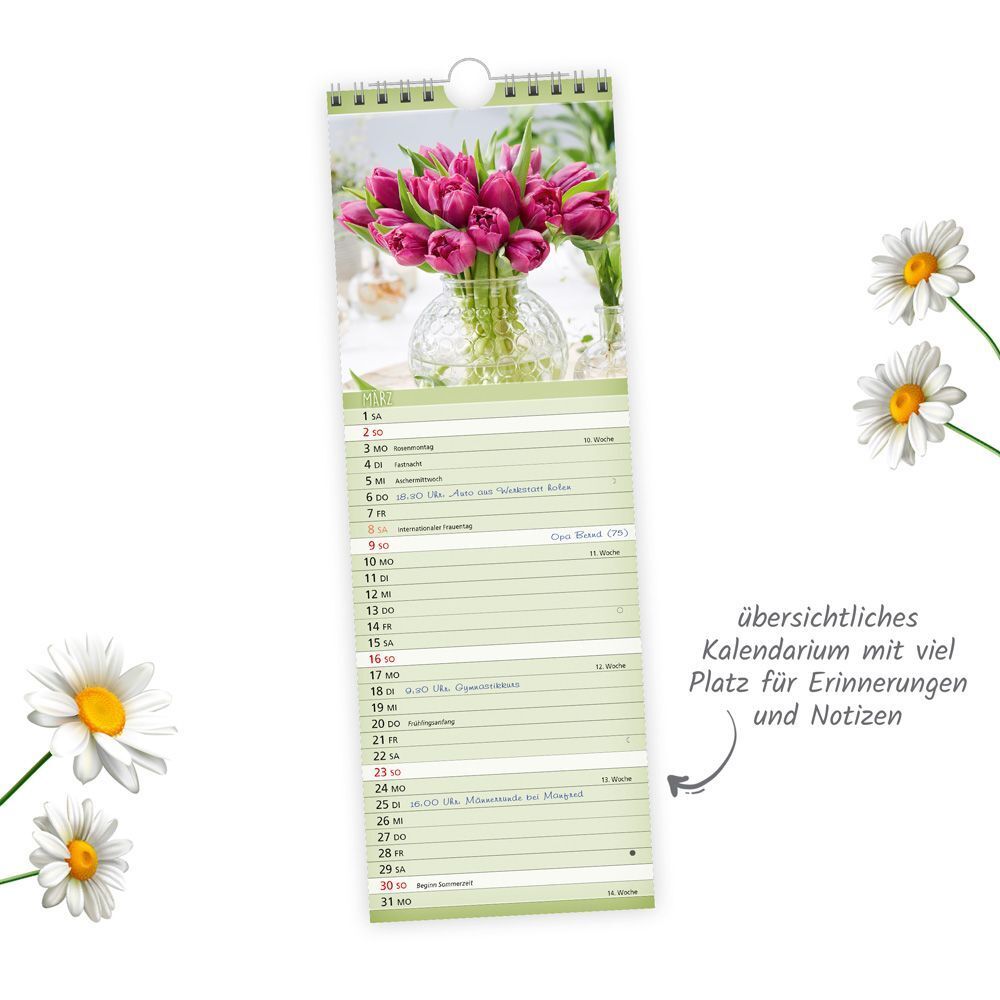 Bild: 9783988022547 | Trötsch Streifenkalender Blumen 2025 Notizkalender | Co.KG | Kalender