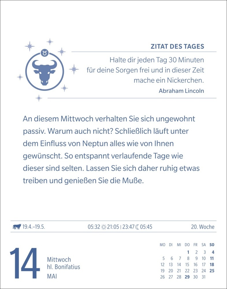 Bild: 9783840033681 | Stier Sternzeichenkalender 2025 - Tagesabreißkalender - Ihr...