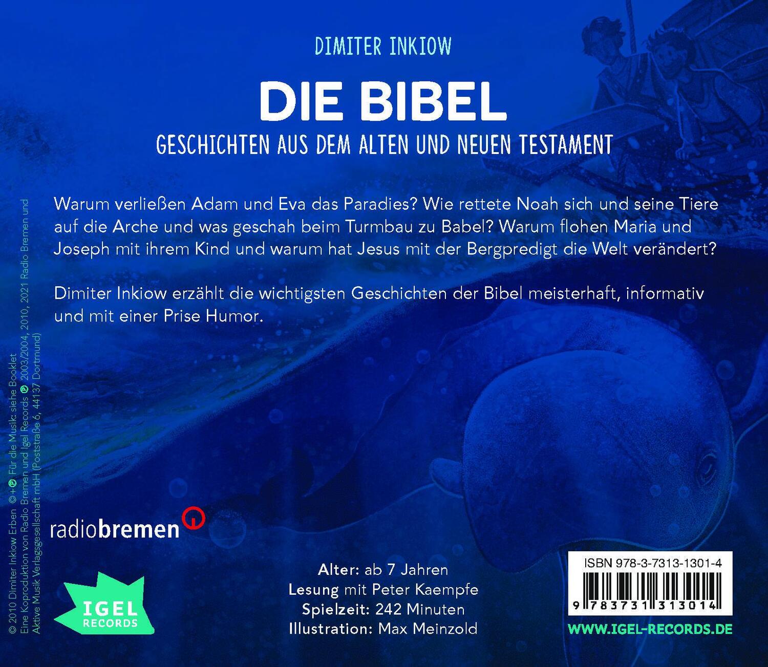 Rückseite: 9783731313014 | Die Bibel. Geschichten aus dem Alten und Neuen Testament | Inkiow | CD