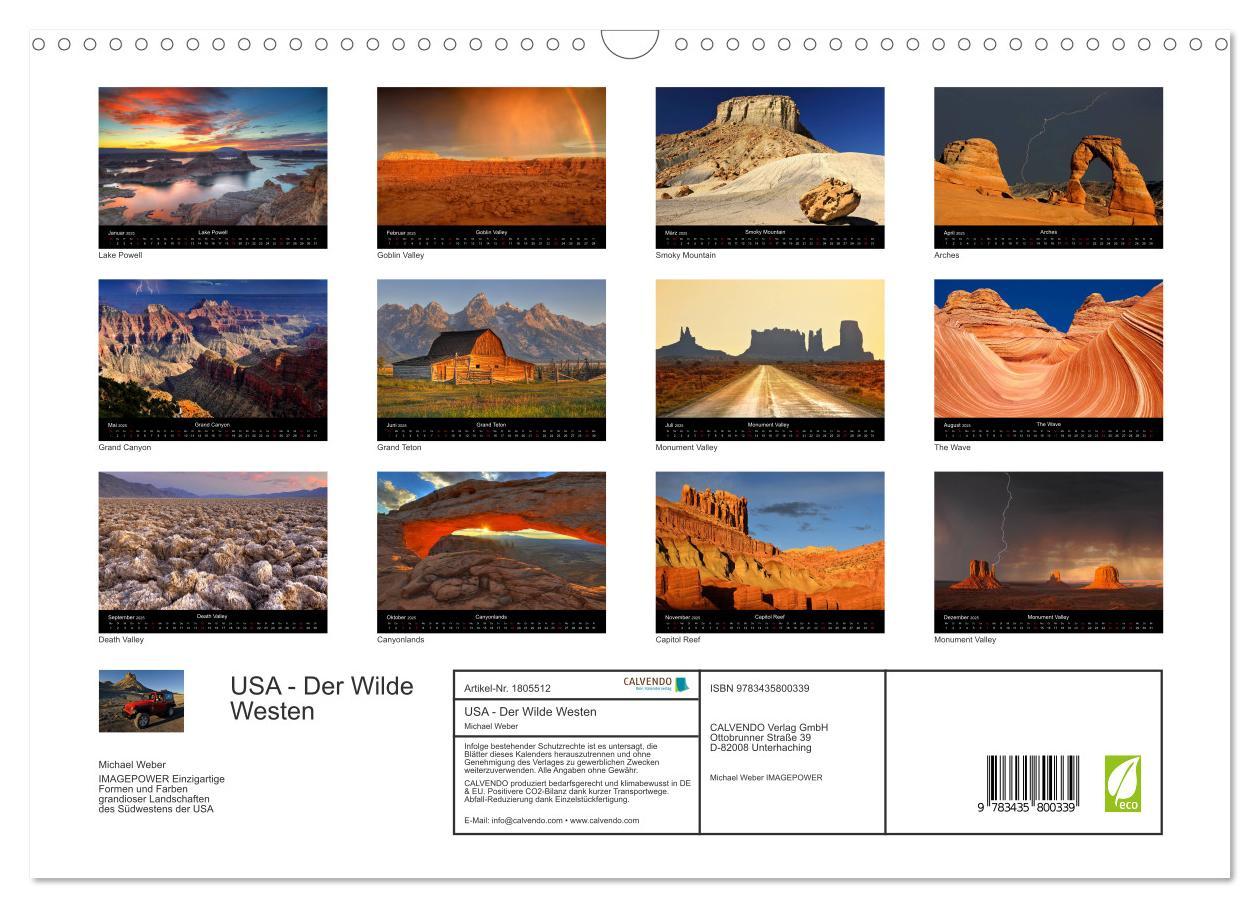 Bild: 9783435800339 | USA - Der Wilde Westen (Wandkalender 2025 DIN A3 quer), CALVENDO...