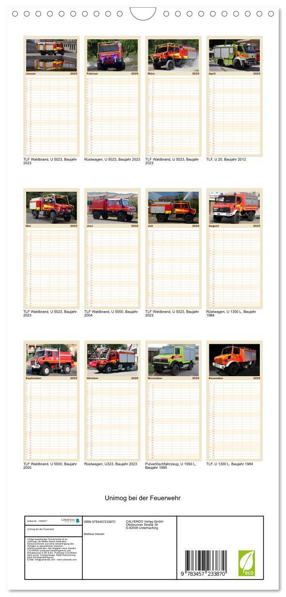 Bild: 9783457233870 | Familienplaner 2025 - Unimog bei der Feuerwehr mit 5 Spalten...