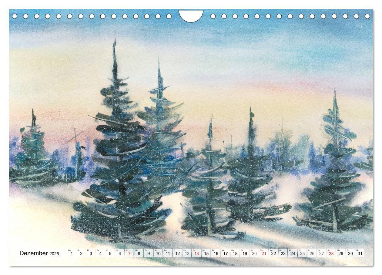 Bild: 9783435496006 | Bäume in Aquarell (Wandkalender 2025 DIN A4 quer), CALVENDO...