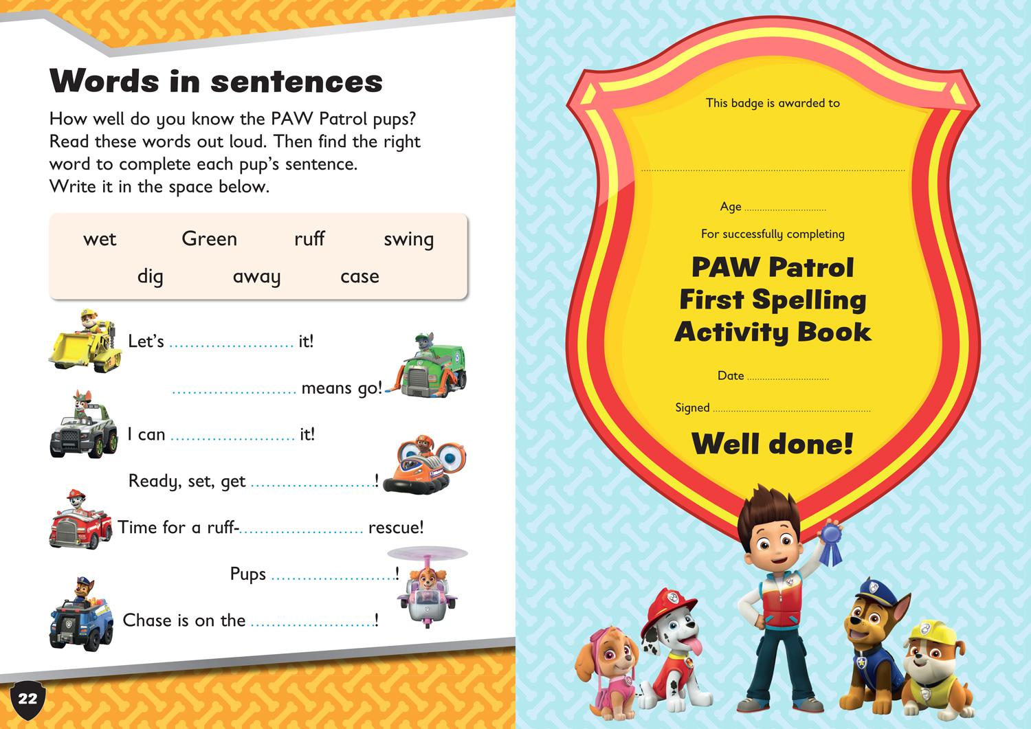 Bild: 9780008526412 | PAW Patrol First Spelling Activity Book | Get Set for School! | Buch