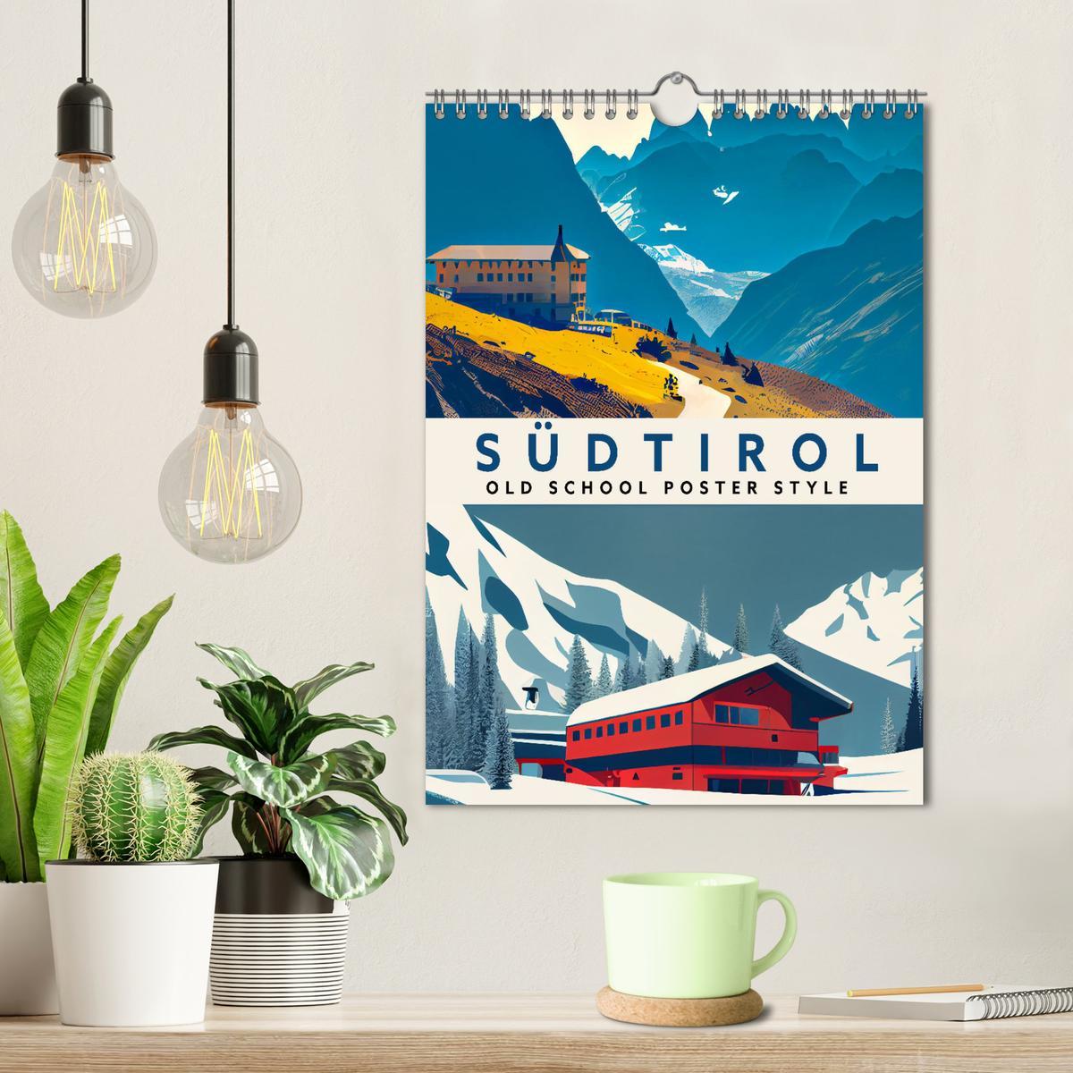 Bild: 9783435886470 | Südtirol - Old School Poster Style (Wandkalender 2025 DIN A4 hoch),...