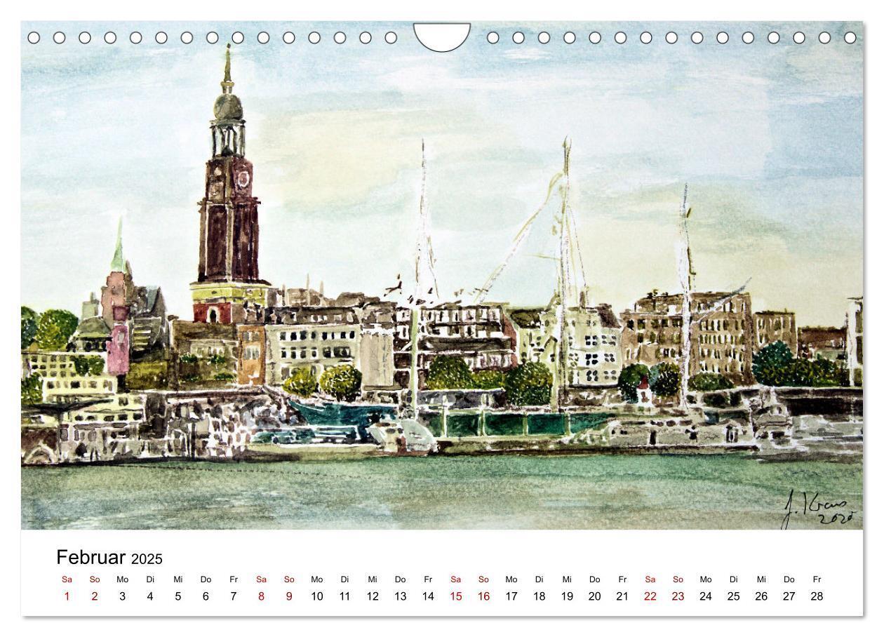 Bild: 9783435096619 | Hamburg in stillen Aquarellen (Wandkalender 2025 DIN A4 quer),...