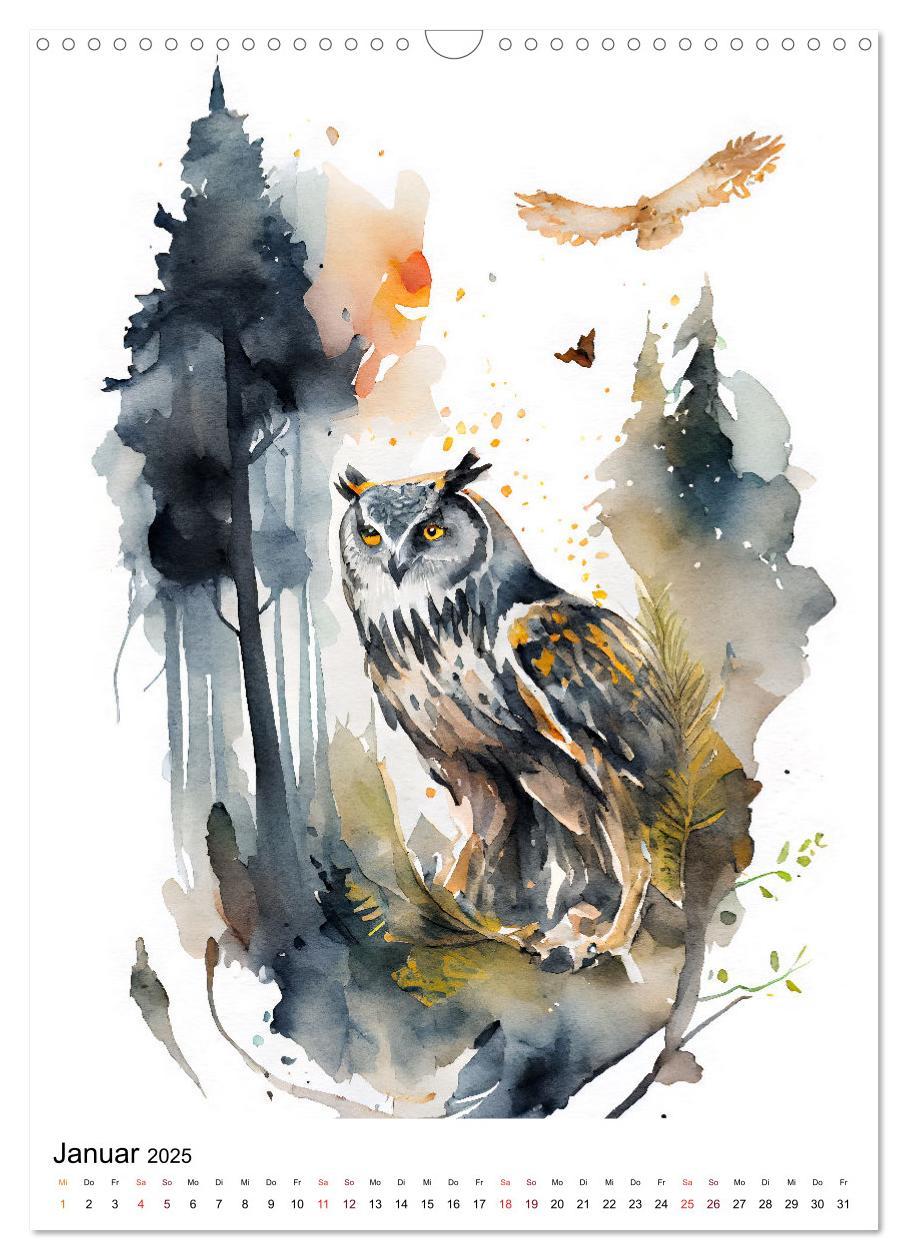 Bild: 9783435884100 | Waldtiere in Aquarell - Heimische Tierarten (Wandkalender 2025 DIN...