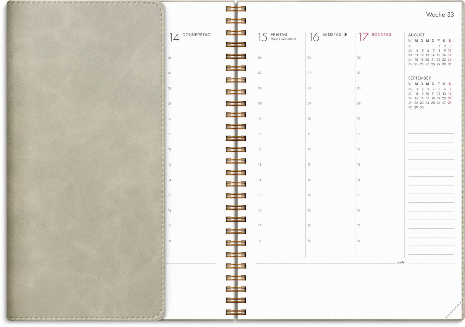 Bild: 7340188003848 | Burde Business A5 Twist beige Kalender 2025 | Terminplaner für 2025