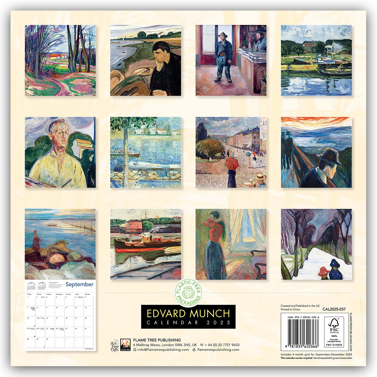 Rückseite: 9781835620366 | Edvard Munch Wall Calendar 2025 (Art Calendar) | Flame Tree Publishing