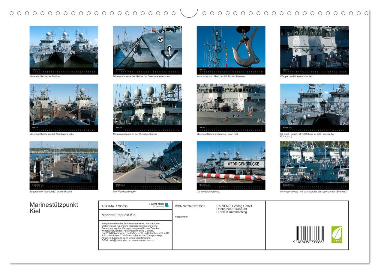 Bild: 9783435733385 | Marinestützpunkt Kiel (Wandkalender 2025 DIN A3 quer), CALVENDO...