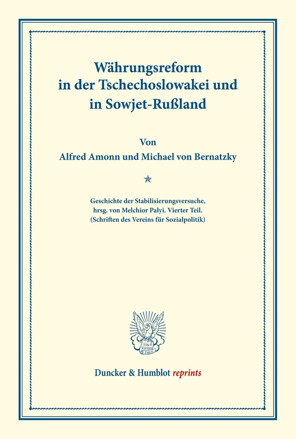 Cover: 9783428174911 | Währungsreform in der Tschechoslowakei und in Sowjet-Rußland. | Buch