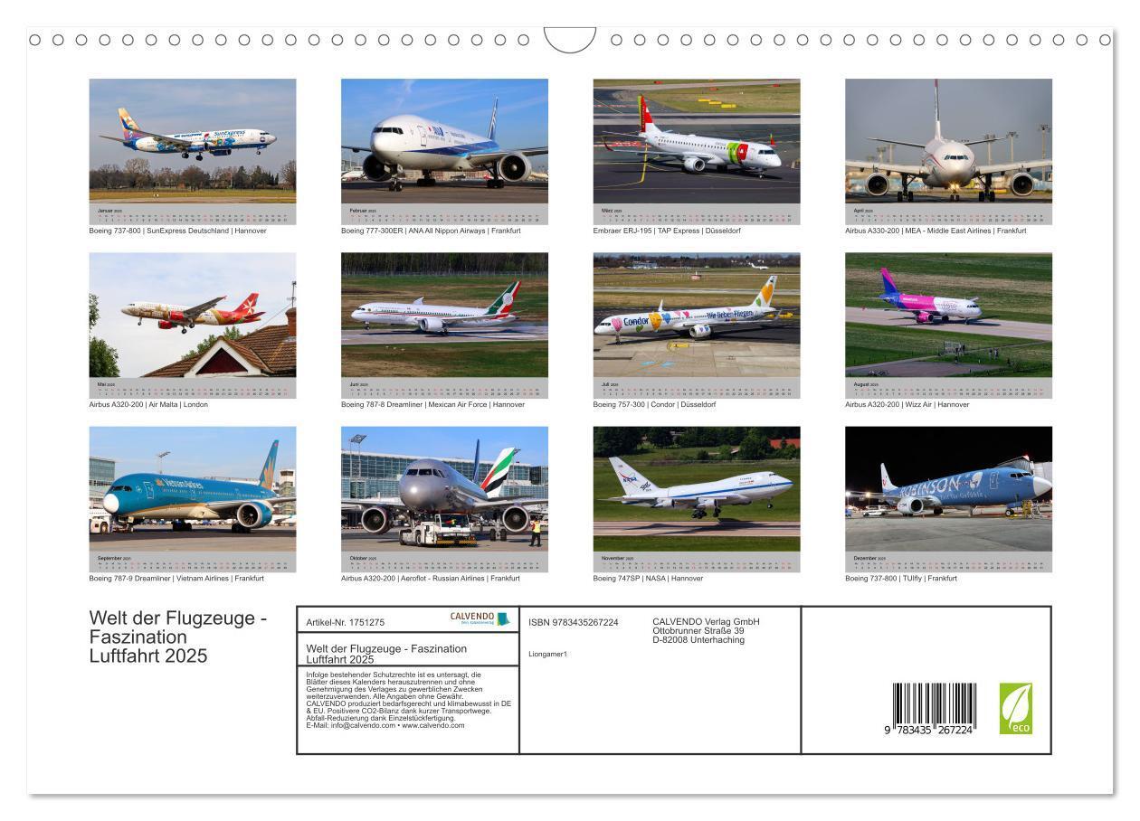 Bild: 9783435267224 | Welt der Flugzeuge - Faszination Luftfahrt 2025 (Wandkalender 2025...