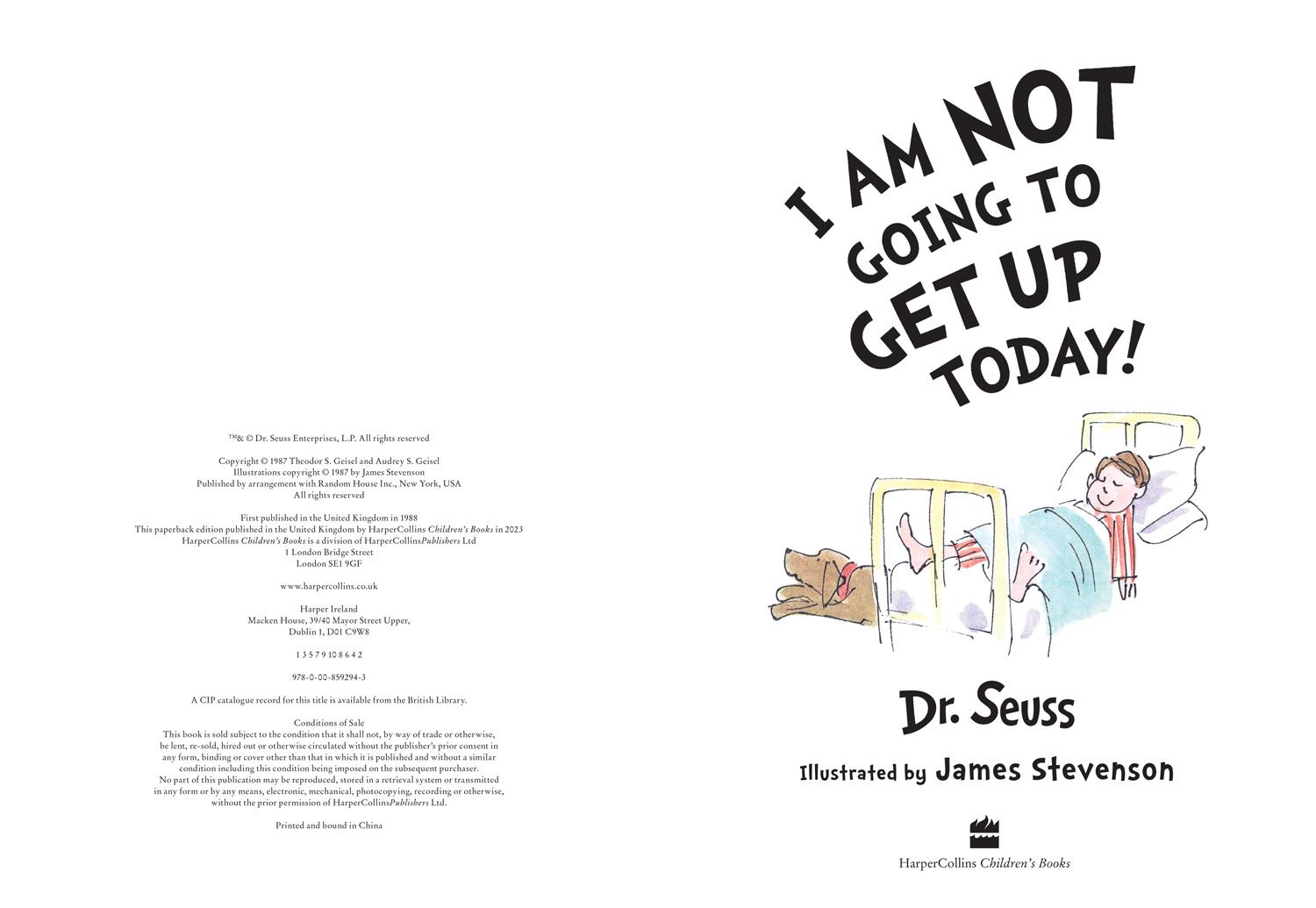 Bild: 9780008592943 | I Am Not Going to Get Up Today! | Dr. Seuss | Taschenbuch | Englisch