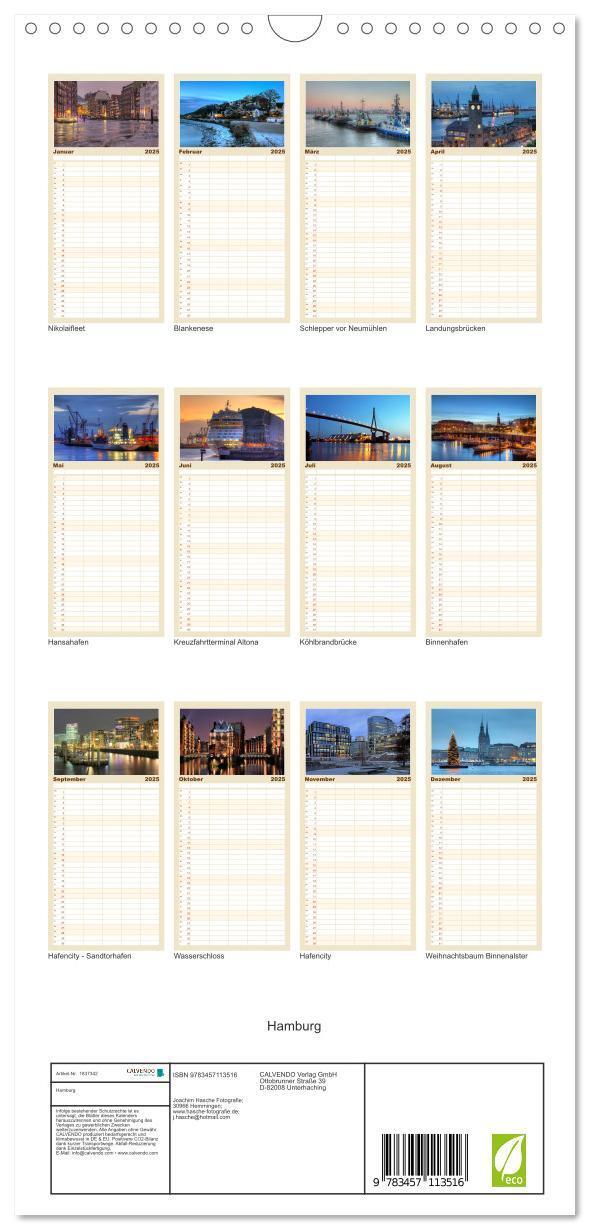 Bild: 9783457113516 | Familienplaner 2025 - Hamburg mit 5 Spalten (Wandkalender, 21 x 45...