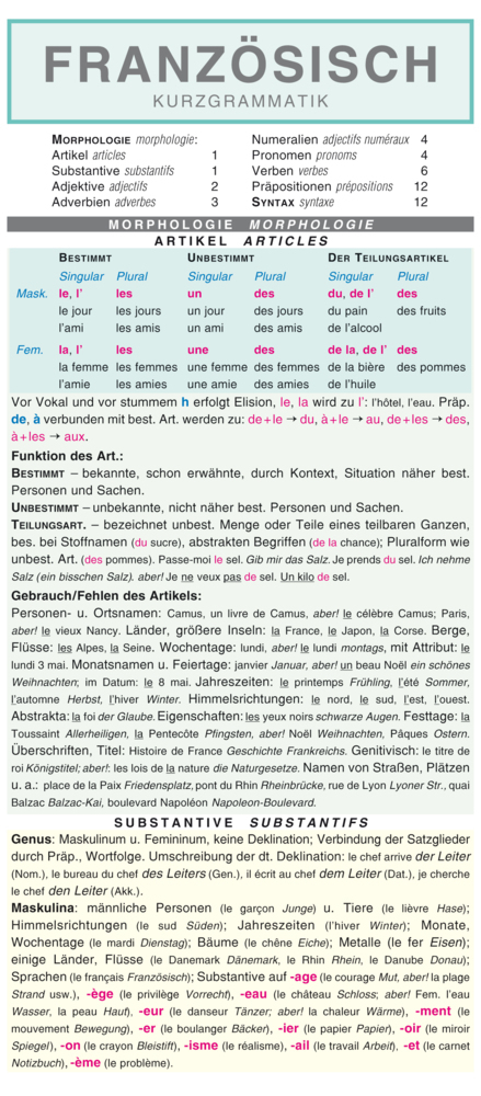 Cover: 9783804488786 | Leporello: Französisch Kurzgrammatik - Die komplette Grammatik im...