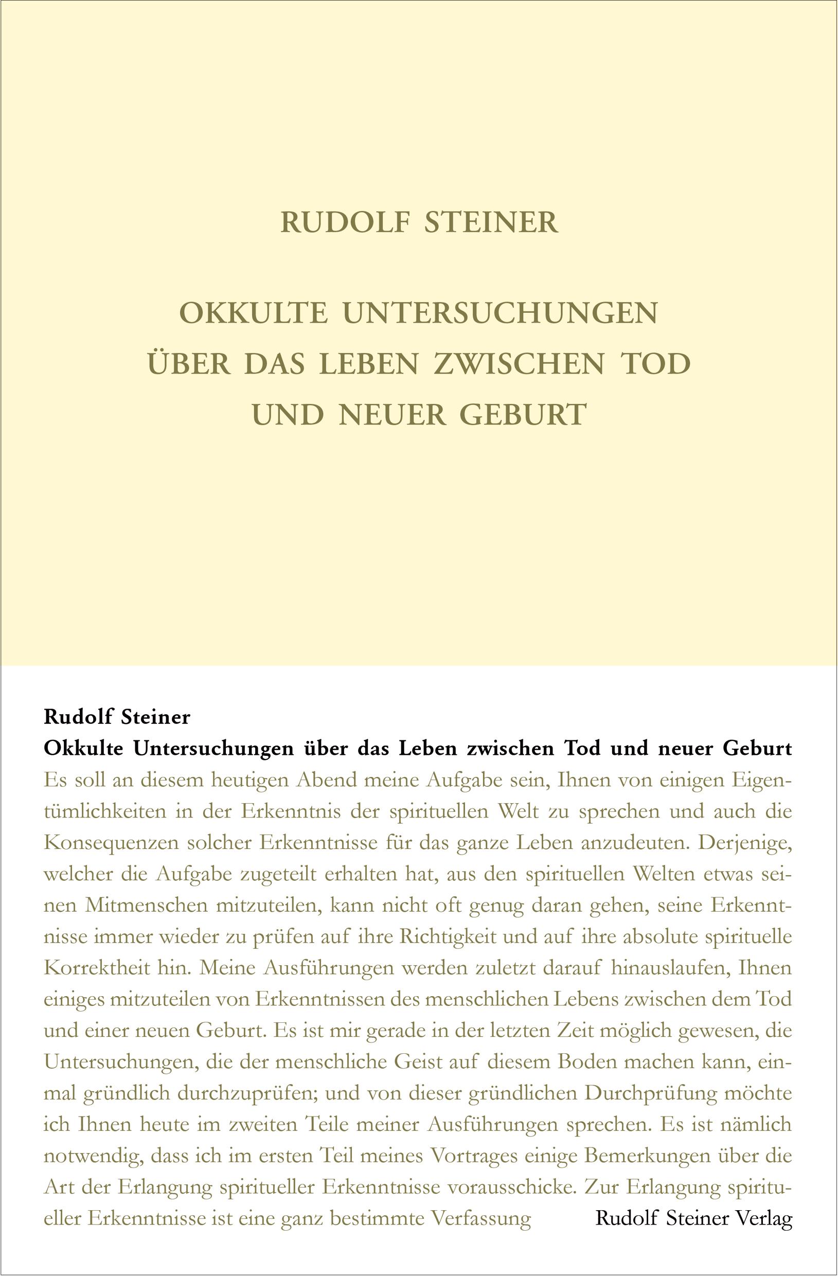 Cover: 9783727414015 | Okkulte Untersuchungen über das Leben zwischen Tod und neuer Geburt