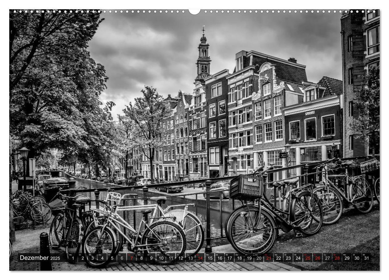 Bild: 9783435582198 | AMSTERDAM Stadtherz in Monochrom (Wandkalender 2025 DIN A2 quer),...