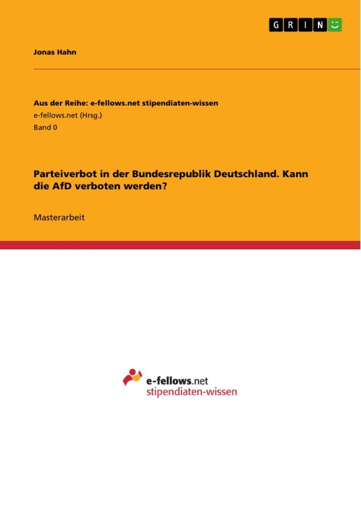 Cover: 9783346982803 | Parteiverbot in der Bundesrepublik Deutschland. Kann die AfD...