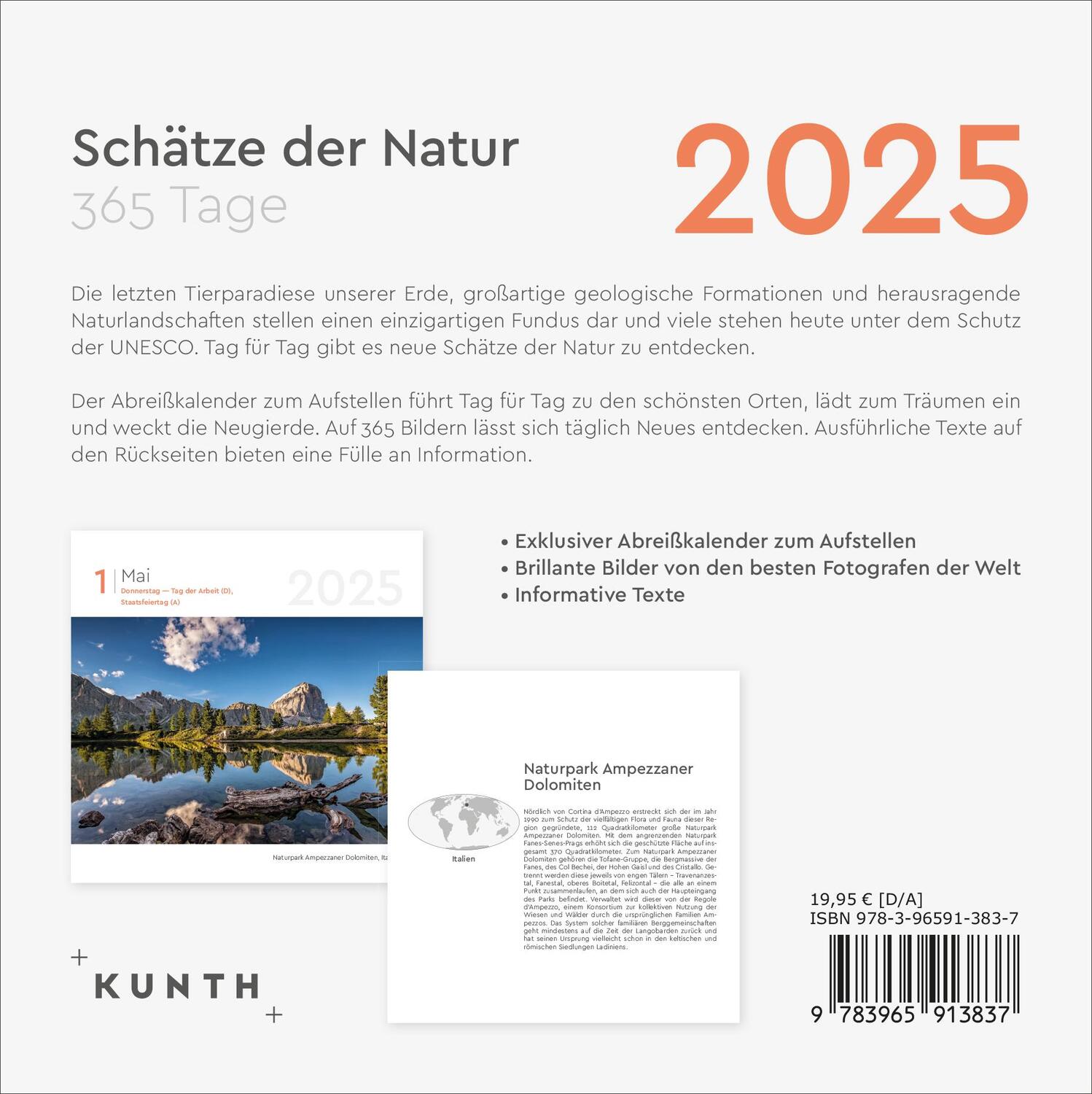 Rückseite: 9783965913837 | Schätze der Natur - KUNTH 365-Tage-Abreißkalender 2025 | Kalender