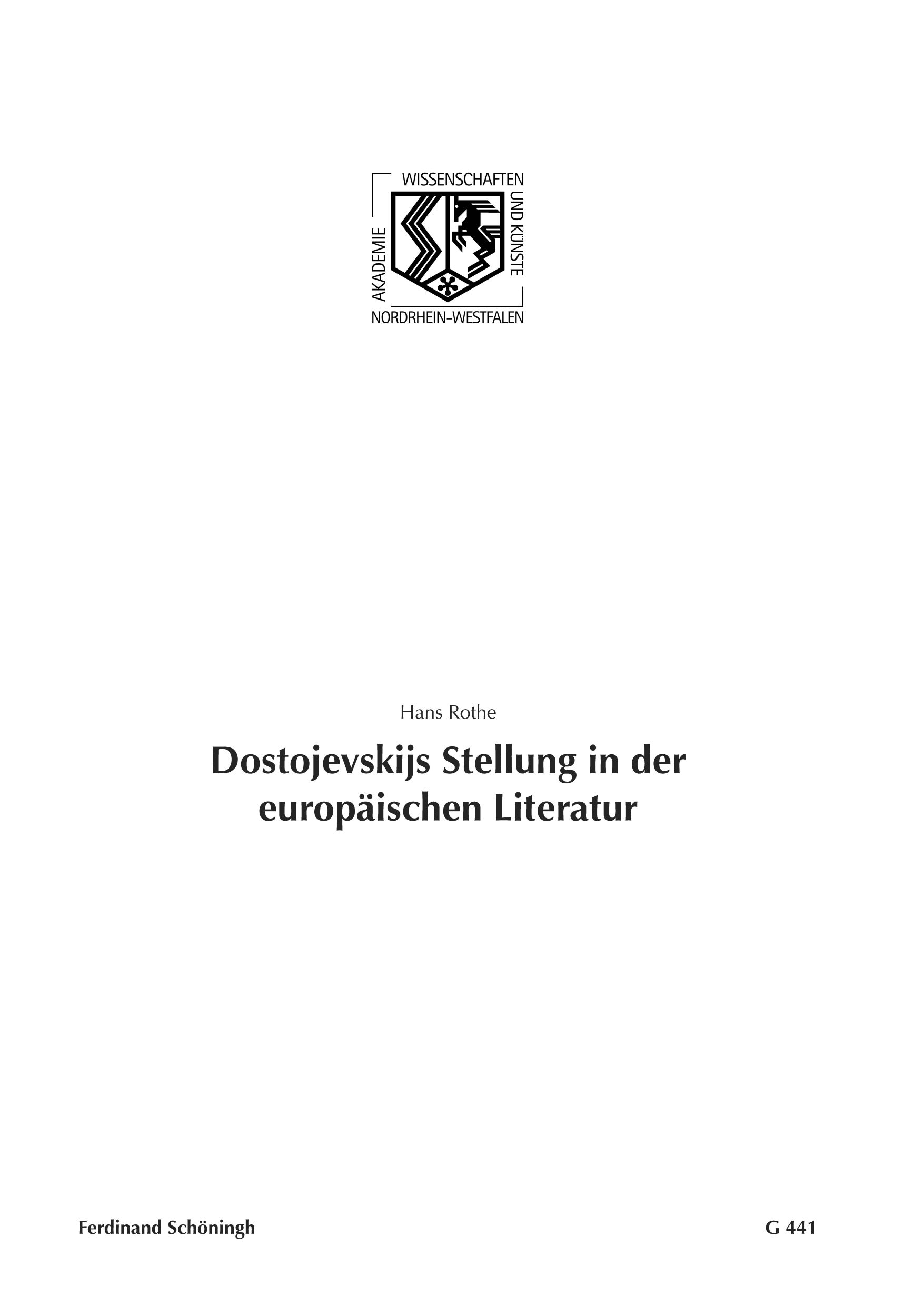 Cover: 9783506777621 | Dostojevskijs Stellung in der europäischen Literatur | Hans Rothe