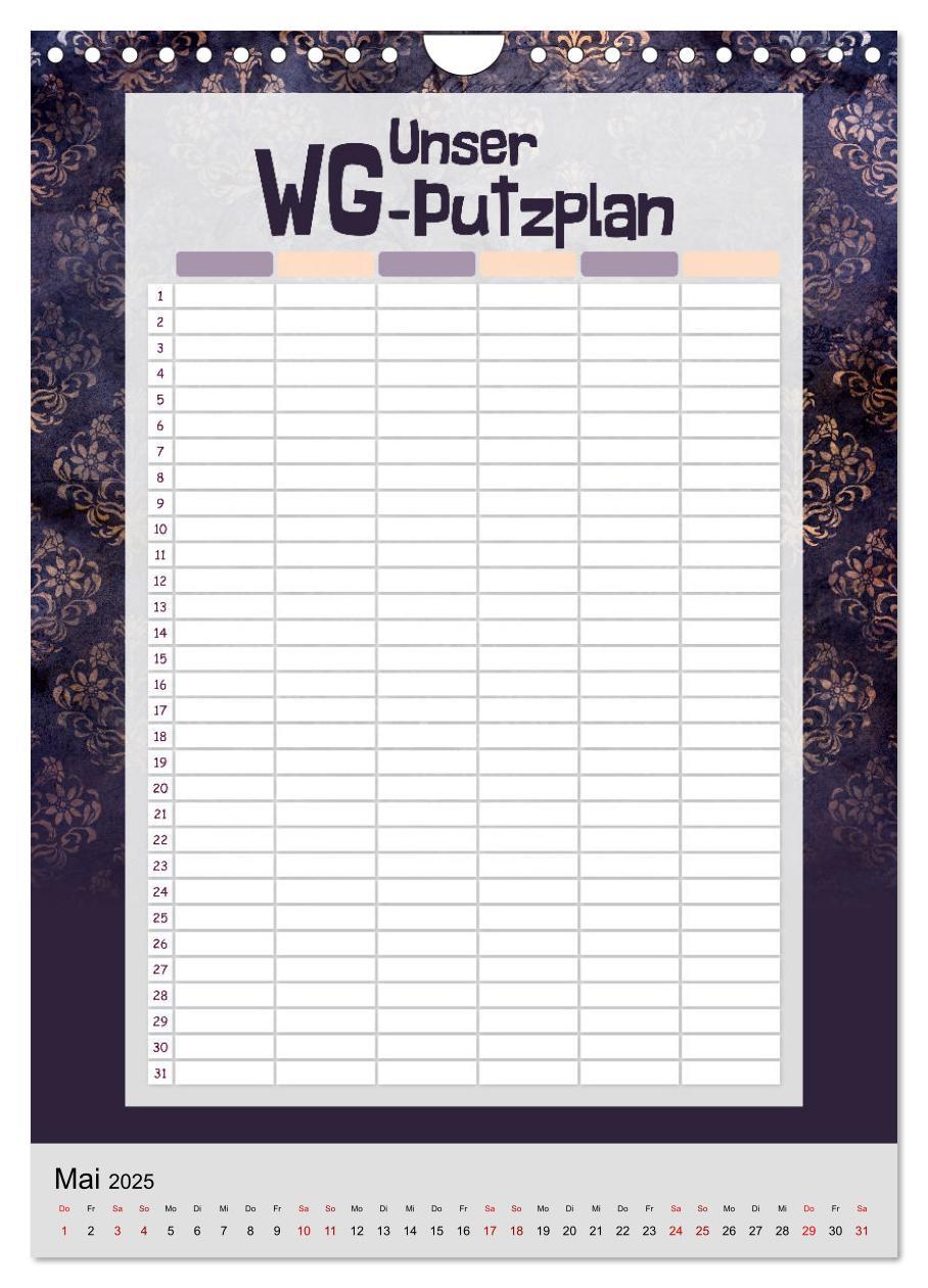 Bild: 9783435891931 | Gothic WG-Putzplan &amp; Kalender 2025 (Wandkalender 2025 DIN A4 hoch),...