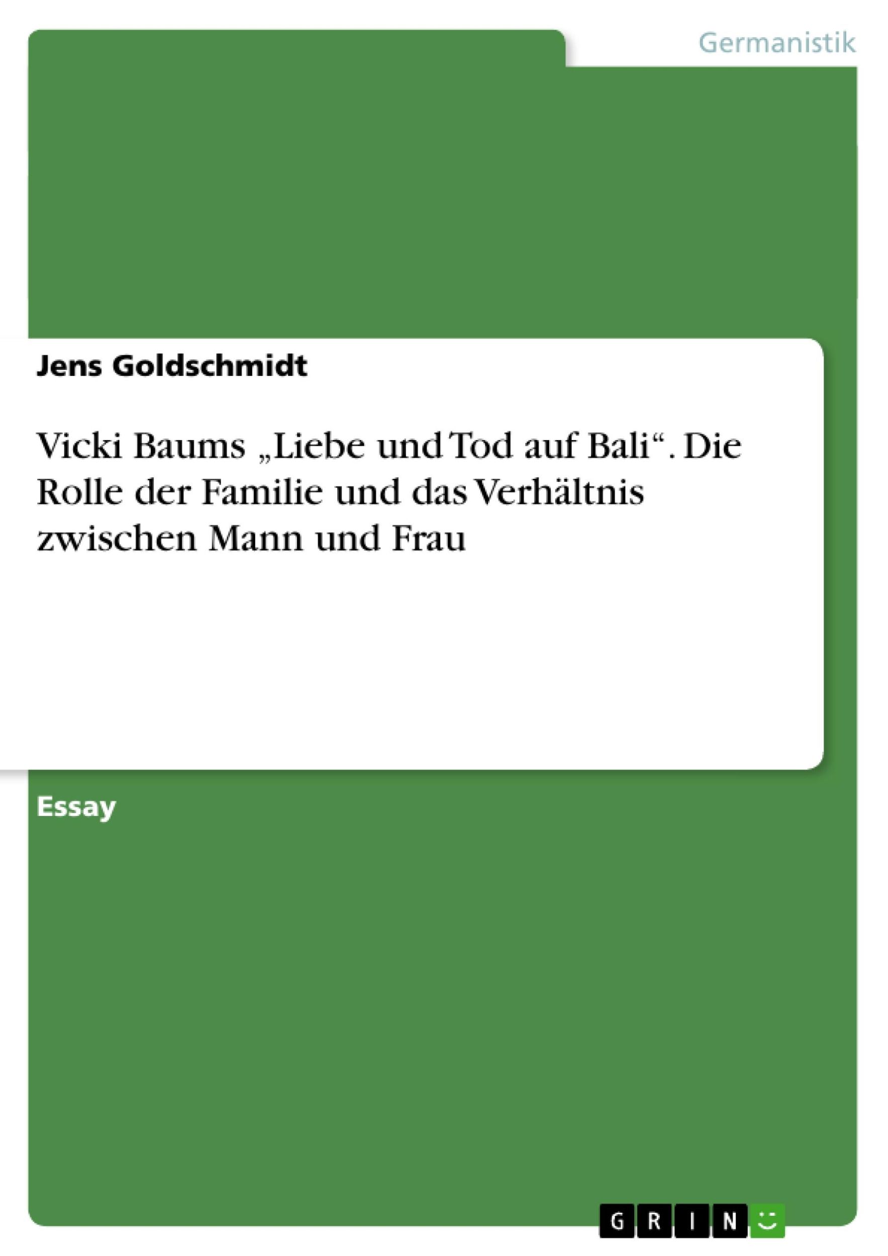 Cover: 9783656583592 | Vicki Baums ¿Liebe und Tod auf Bali¿. Die Rolle der Familie und das...