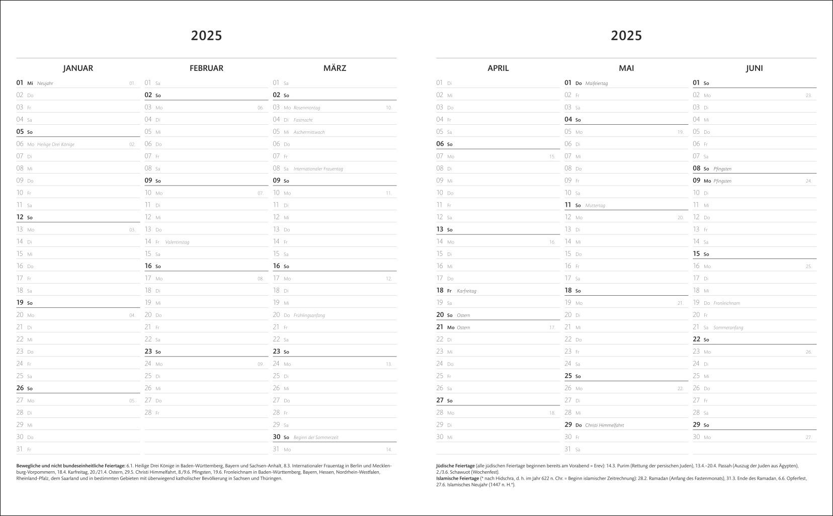 Bild: 9783756408115 | Kombitimer schwarz groß 2025 | Heye | Kalender | Bürokalender Heye