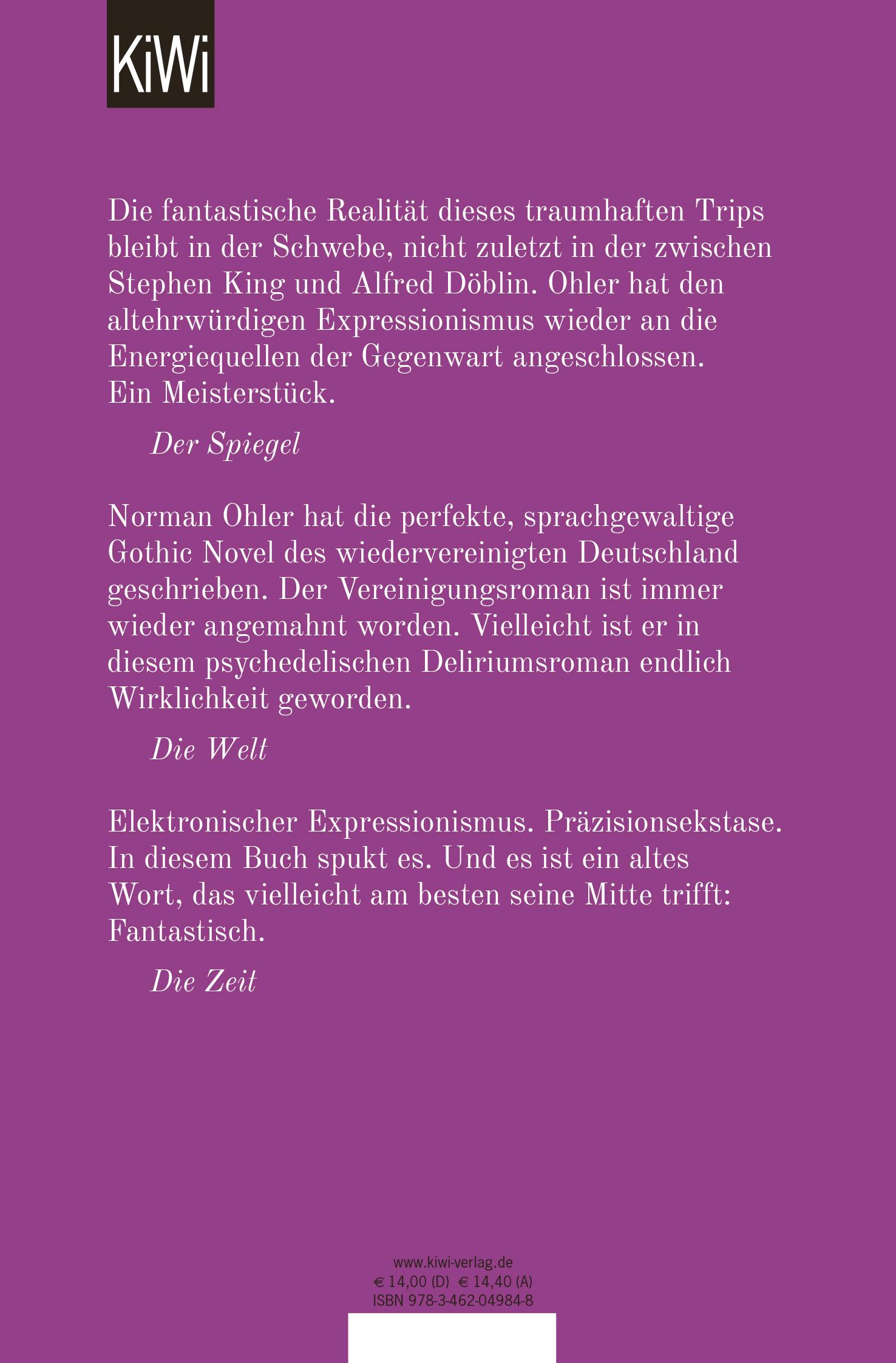 Rückseite: 9783462049848 | Mitte | Roman | Norman Ohler | Taschenbuch | 256 S. | Deutsch | 2019