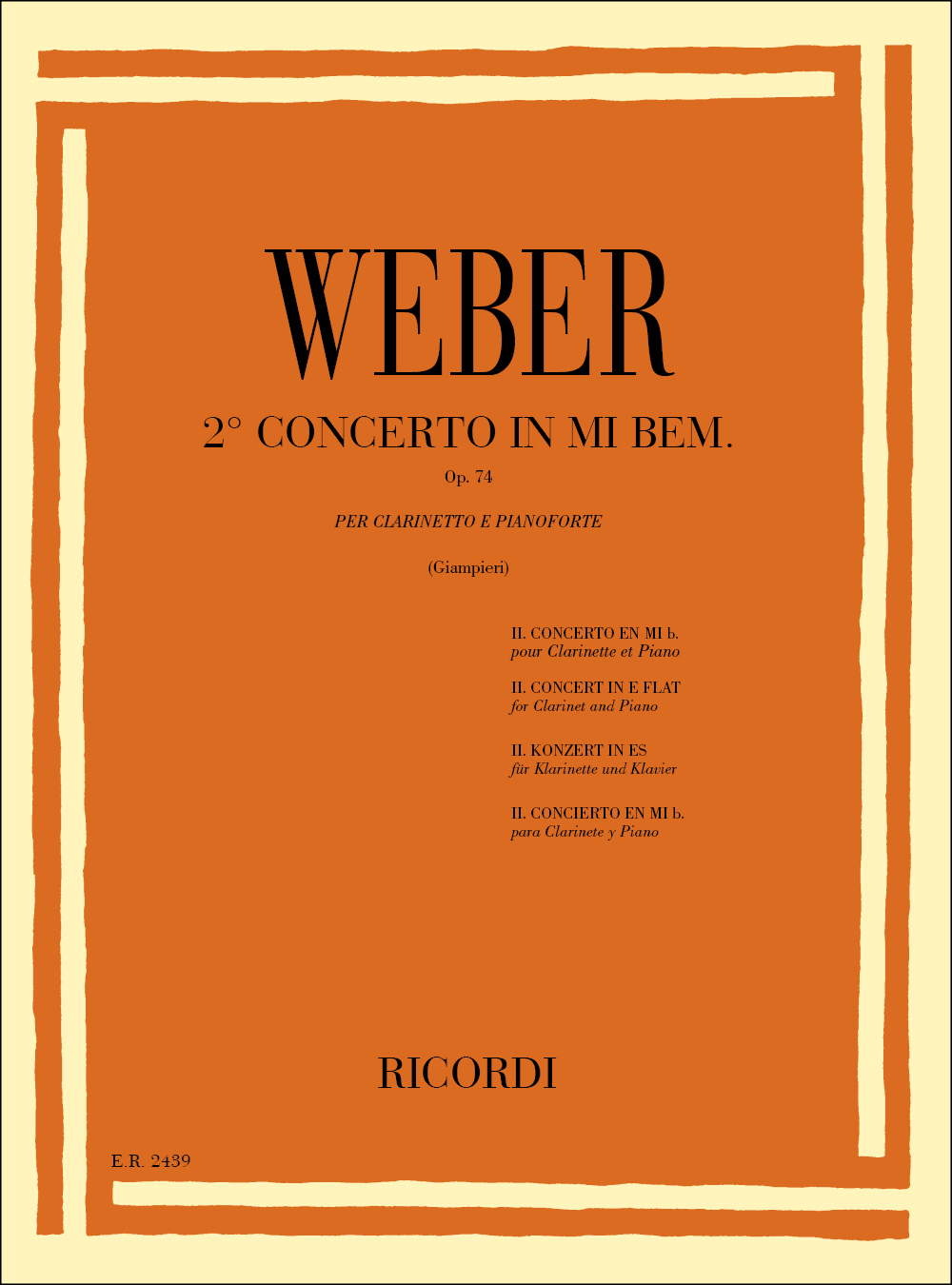 Cover: 9790041824390 | Concerto N. 2 In Mi Bem. Op. 74 | Carl Maria von Weber | Partitur