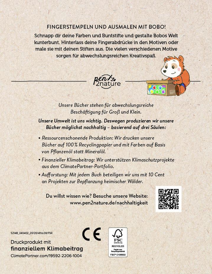 Rückseite: 9783987641169 | Bobo Siebenschläfer Mein Fingerstempel-Ausmalbuch | Pen2nature | Buch