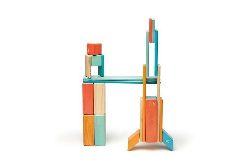 Bild: 853606003896 | 24 Magnetische Holzbausteine orange blau | Stück | 2021 | tegu