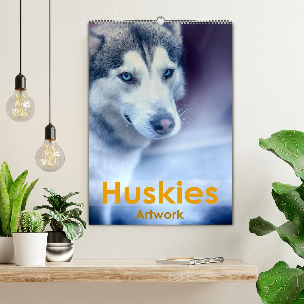 Bild: 9783457011300 | Huskies - Artwork (Wandkalender 2025 DIN A2 hoch), CALVENDO...