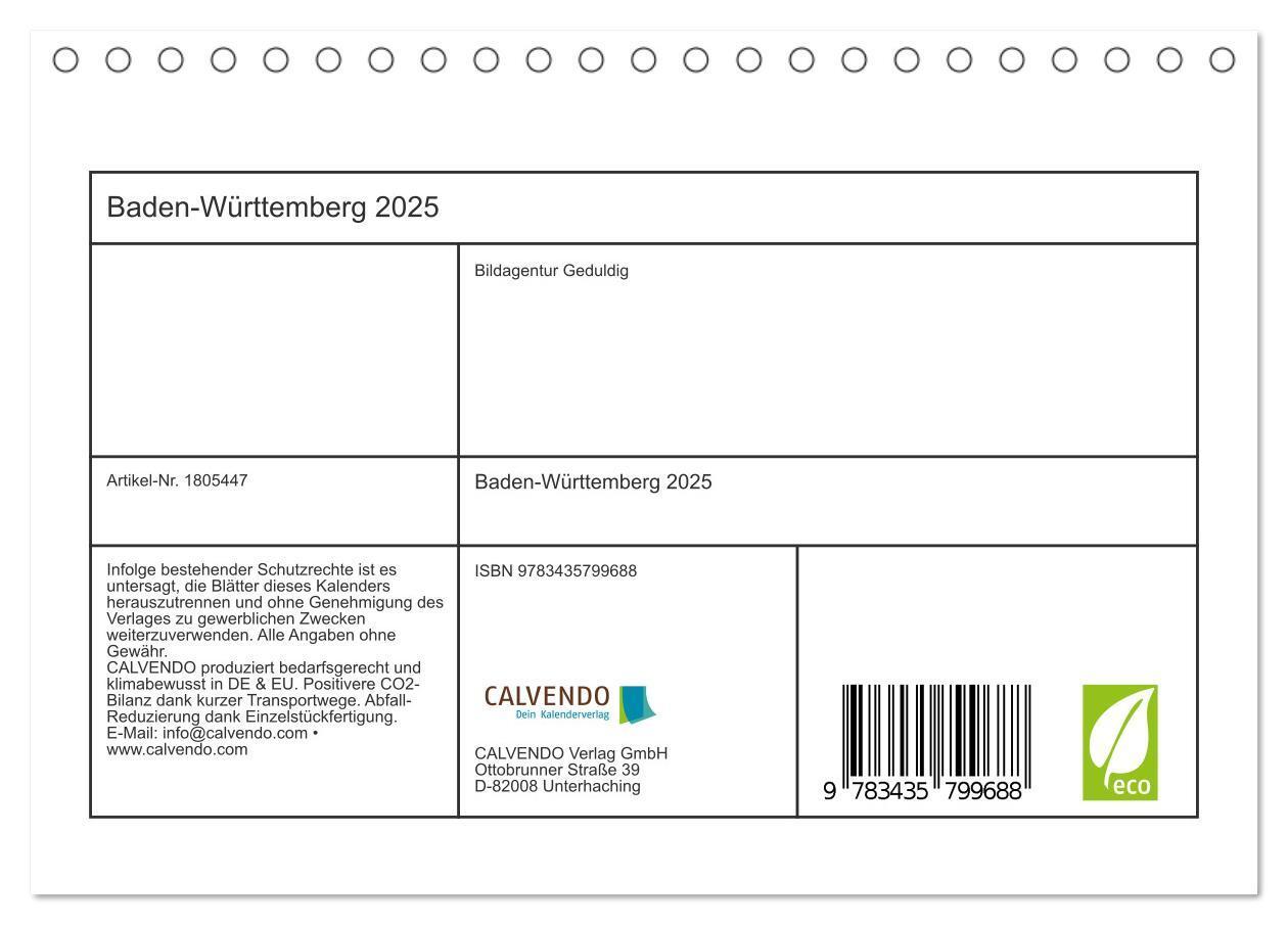 Bild: 9783435799688 | Baden-Württemberg 2025 (Tischkalender 2025 DIN A5 quer), CALVENDO...