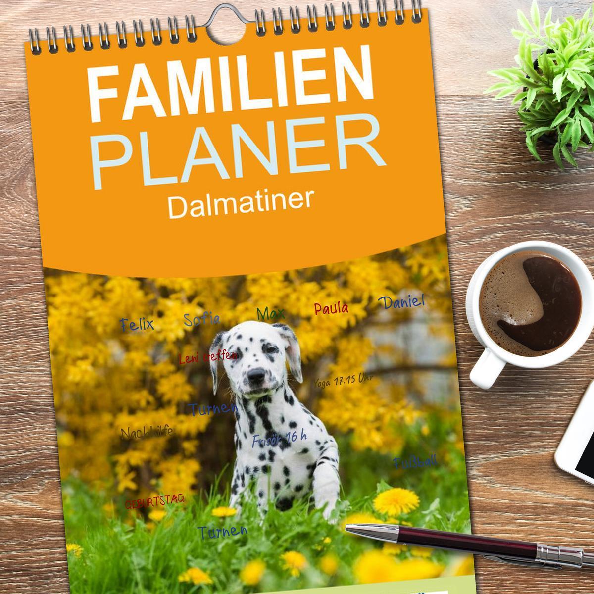 Bild: 9783457113578 | Familienplaner 2025 - Dalmatiner mit 5 Spalten (Wandkalender, 21 x...