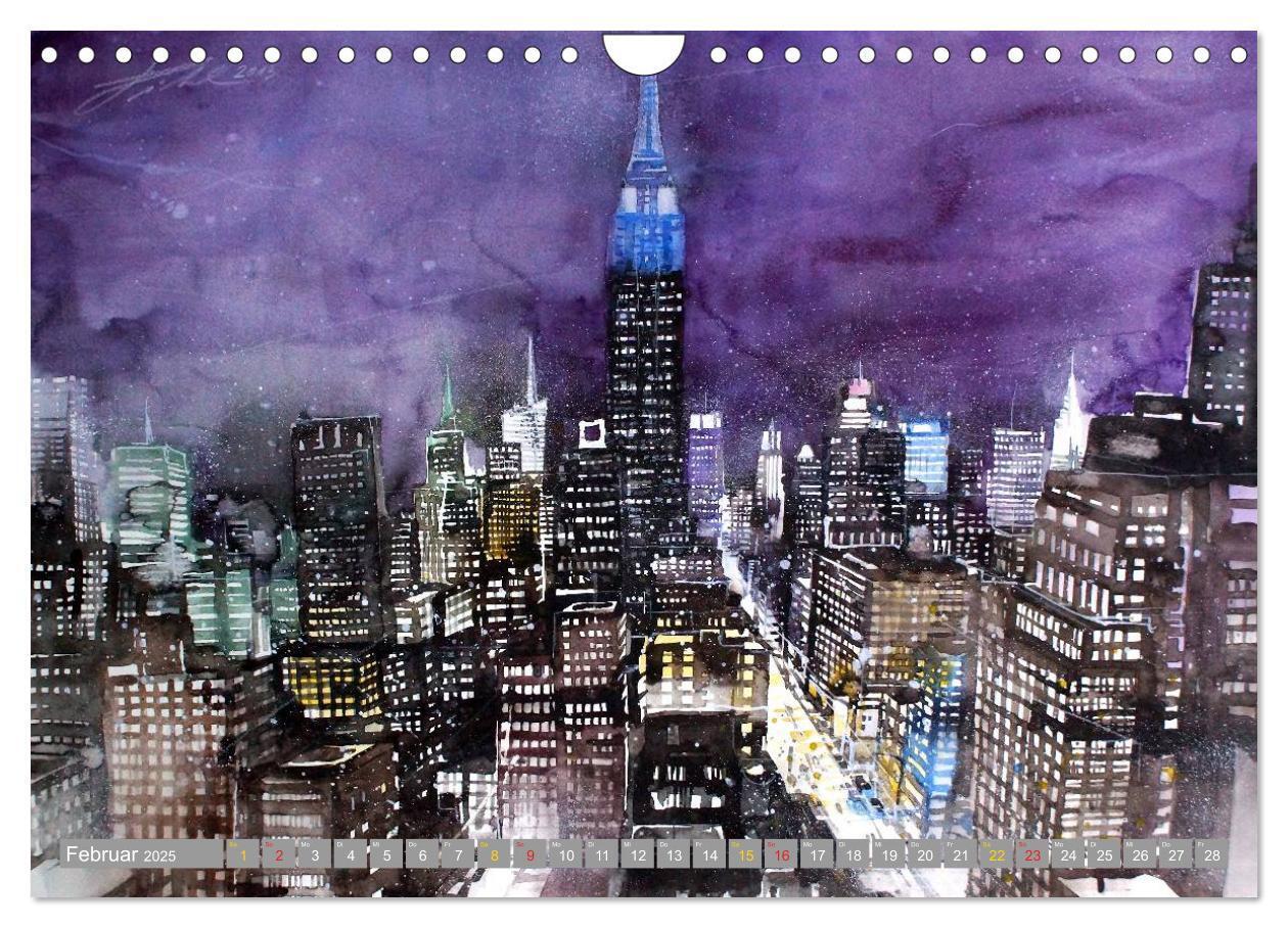 Bild: 9783435660636 | New York Watercolor Citylights (Wandkalender 2025 DIN A4 quer),...