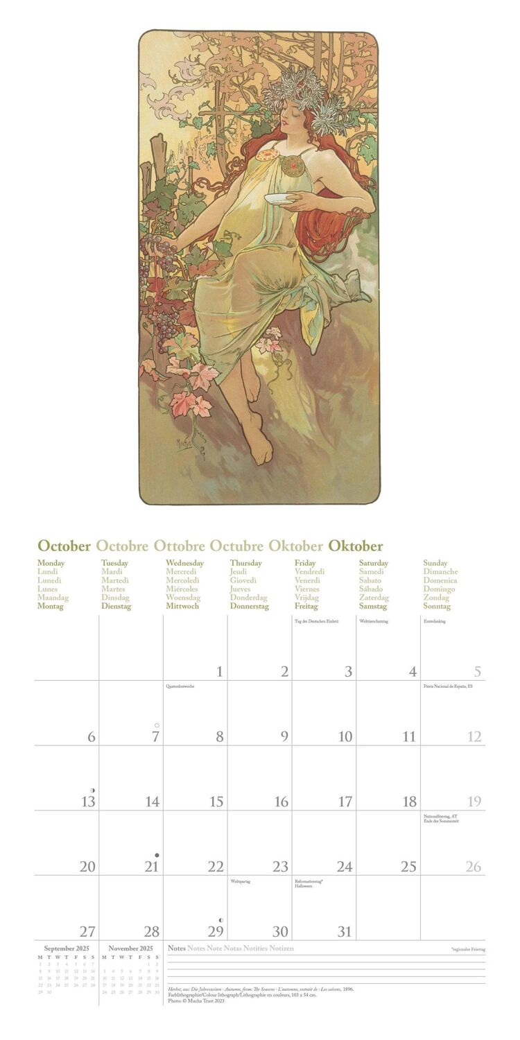 Bild: 4002725994134 | Mucha 2025 - Wand-Kalender - Broschüren-Kalender - 30x30 -30x60...