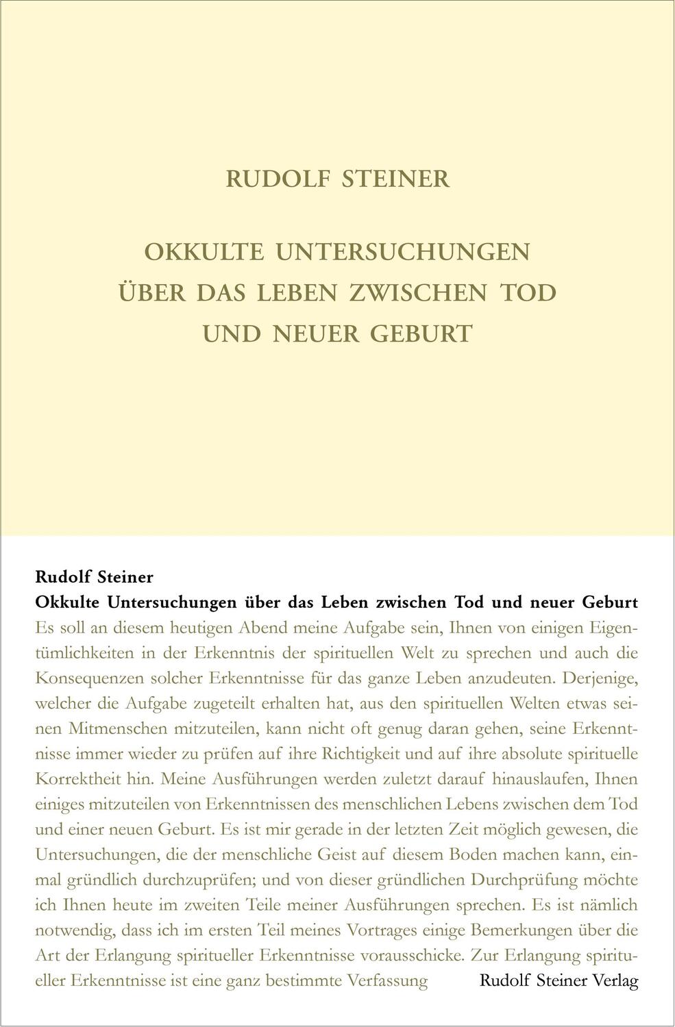 Cover: 9783727414015 | Okkulte Untersuchungen über das Leben zwischen Tod und neuer Geburt