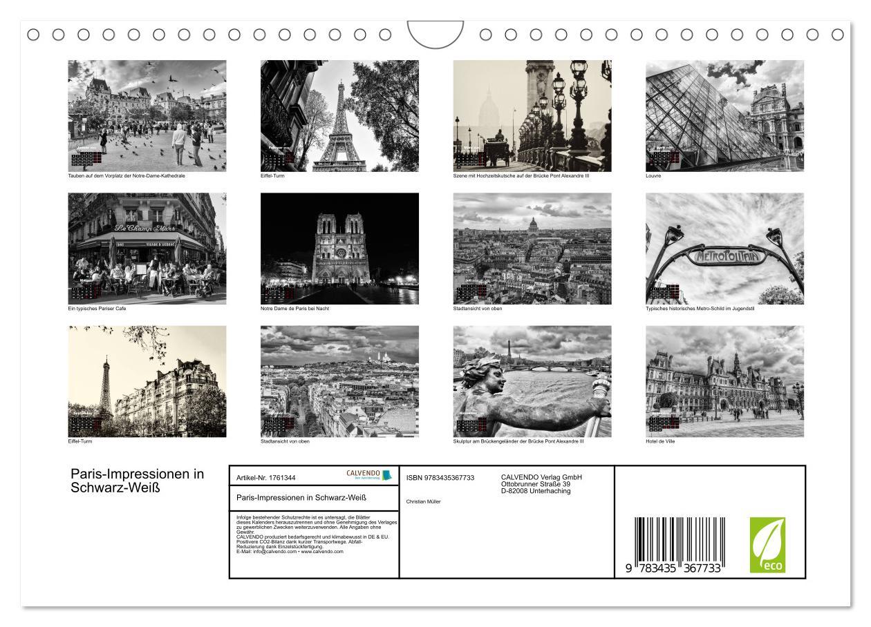 Bild: 9783435367733 | Paris-Impressionen in Schwarz-Weiß (Wandkalender 2025 DIN A4 quer),...