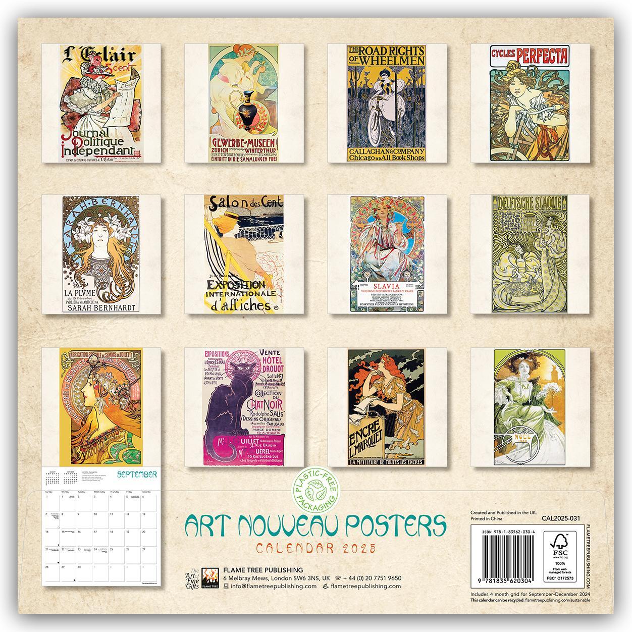 Rückseite: 9781835620304 | Art Nouveau Posters Wall Calendar 2025 (Art Calendar) | Publishing