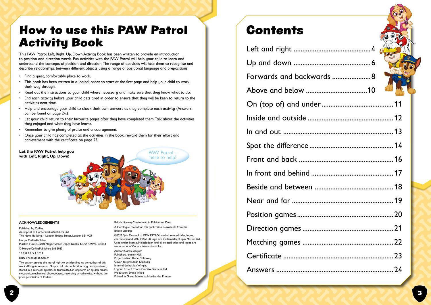 Bild: 9780008620059 | PAW Patrol Left, Right, Up, Down Activity Book | Get Set for School!