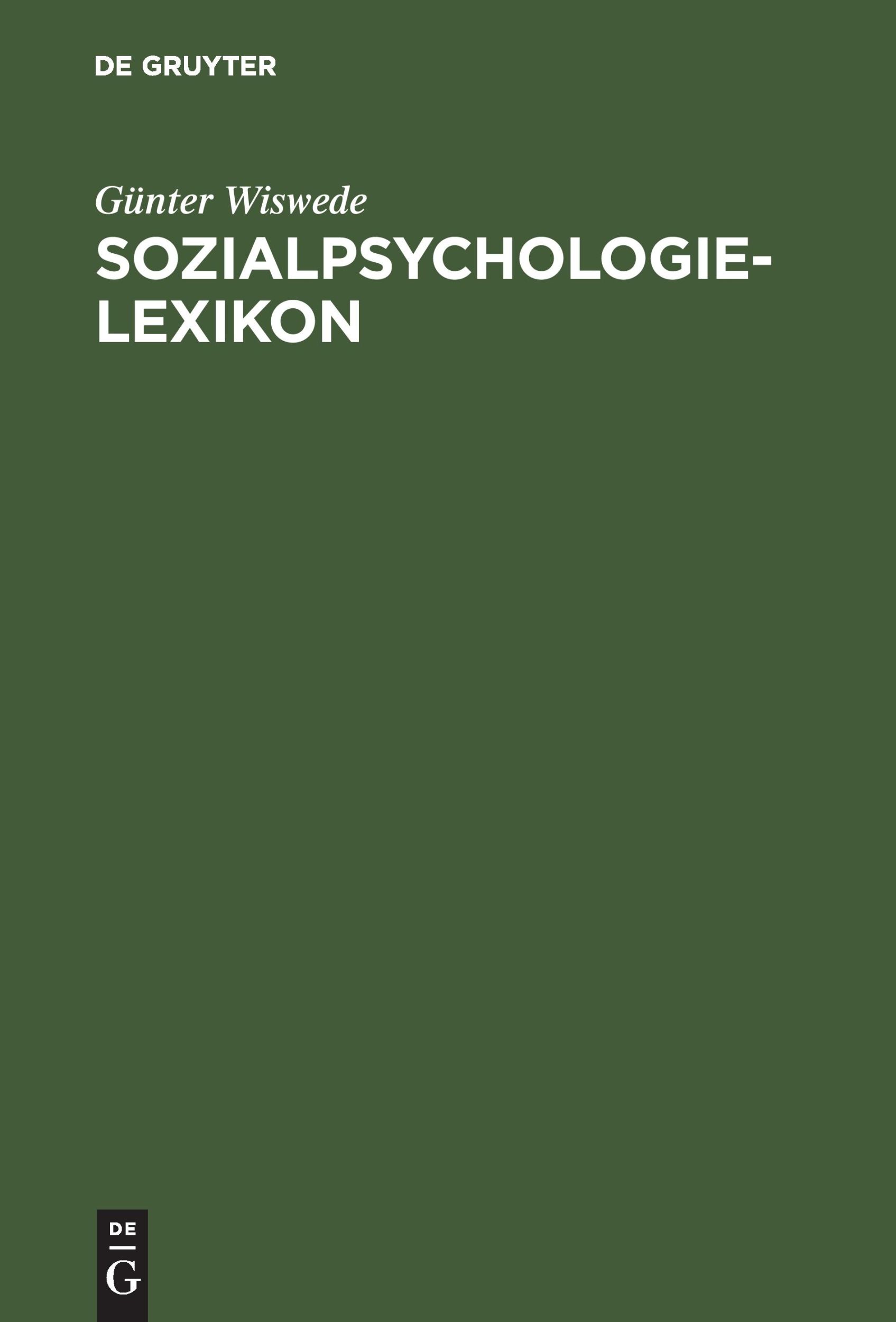 Cover: 9783486275148 | Sozialpsychologie-Lexikon | Günter Wiswede | Buch | XXXVI | Deutsch