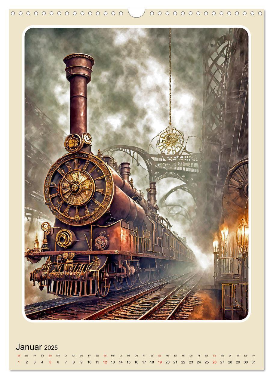 Bild: 9783383801709 | Steampunk Mobilität (Wandkalender 2025 DIN A3 hoch), CALVENDO...