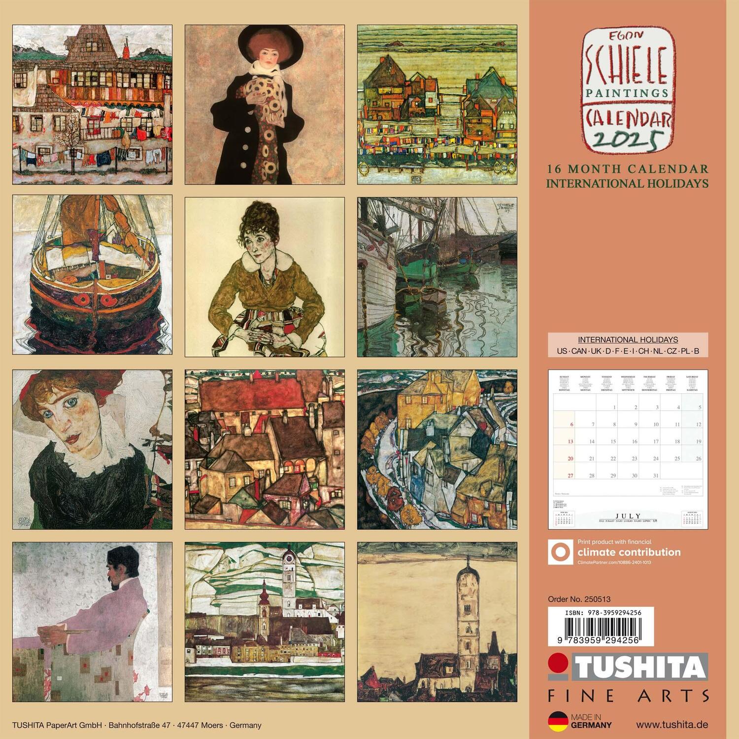 Rückseite: 9783959294256 | Egon Schiele - Paintings 2025 | Kalender 2025 | Kalender | 28 S.